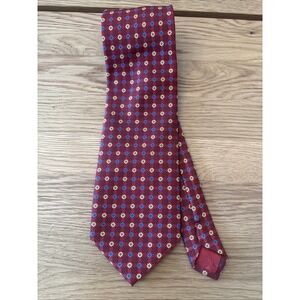 Vintage Yves Saint Laurent Neck Tie Men Red Silk Flower Designer YSL